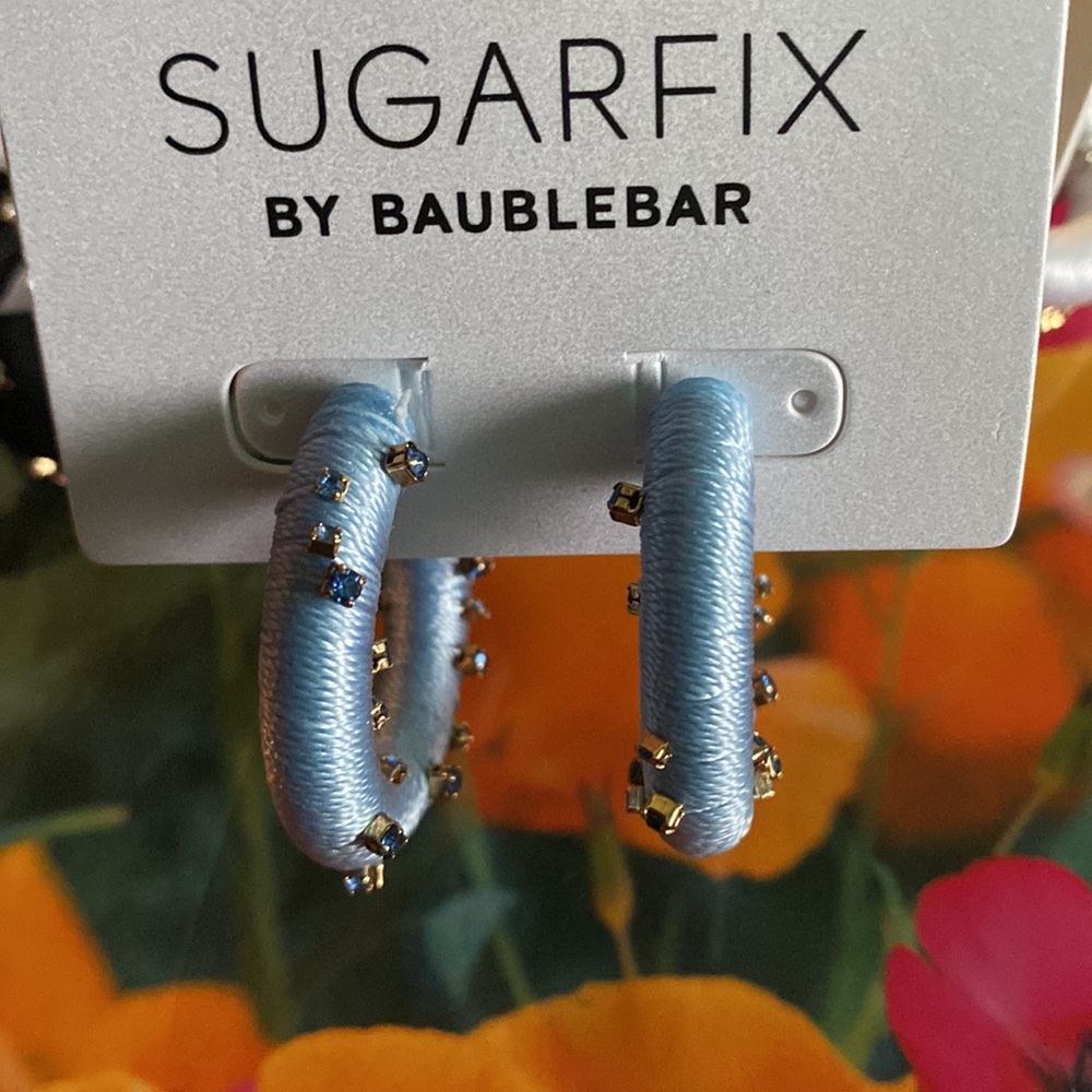 BaubleBar Blue Hoop Earrings with Multicolor Accents